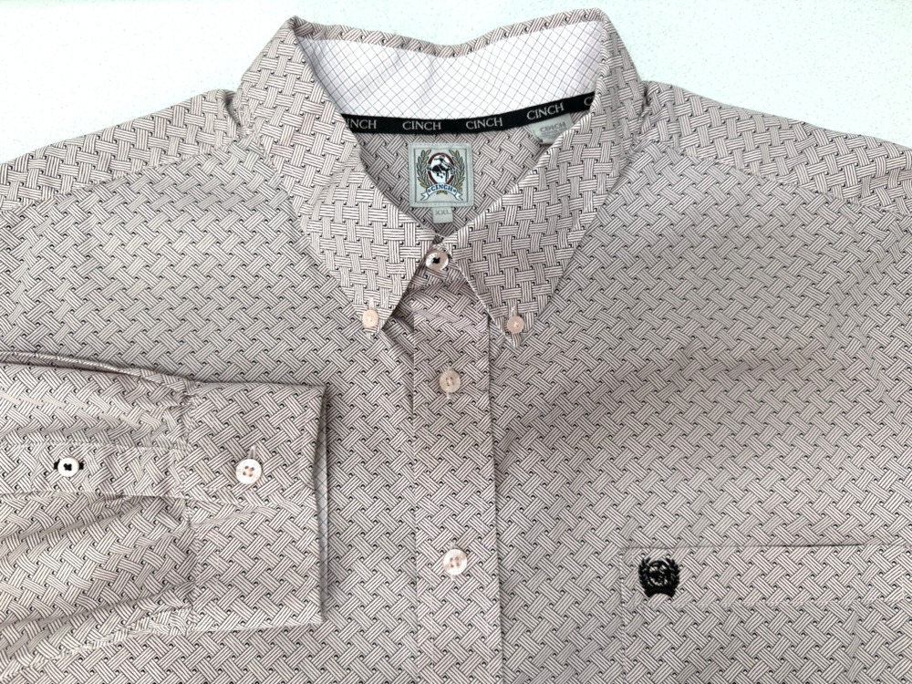 Cinch Men's XXL Pale Pink Cotton Long Sleeve Button Western Shirt